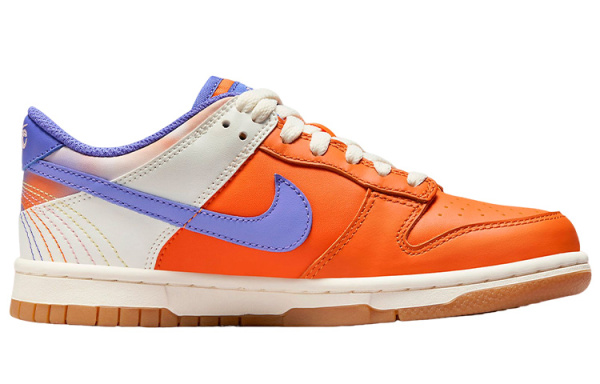 NIKE Dunk Детские Скейтбординги Низкие Кроссовки Оранжево-белые Унисекс