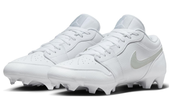 Jordan Air Jordan 1 Low TD Cleat Нижняя юбка устойчивая к износу дышащая футбольная обувь мужская белая
