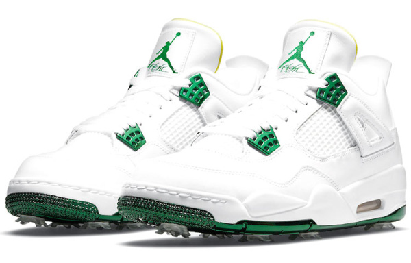 Jordan Air Jordan 4 GOLF 'Металлический зеленый' MID Топ Винтажные баскетбольные кроссовки Мужской Бело-зеленый
