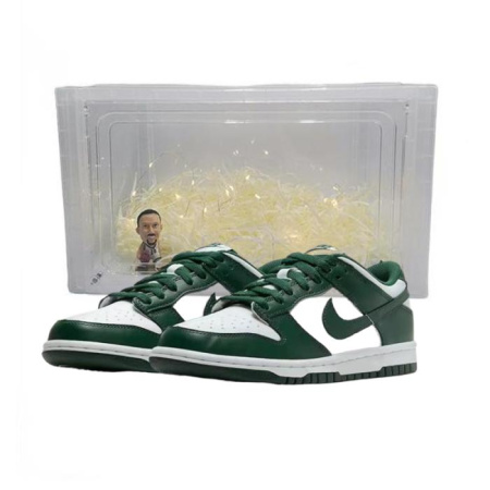 NIKE Dunk Детские Скейтбординги Низкие Белые и Зеленые + Подарочная коробка Для школьного возраста