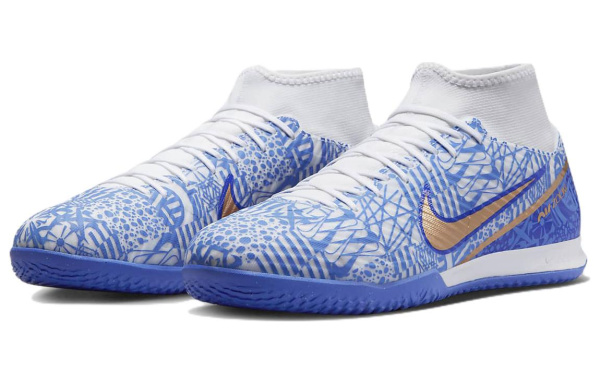Nike Zoom Mercurial Superfly 9 IC IN Для помещений Противоскользящие Легкие Амортизирующие Футбольные бутсы Мужские Синие Белые