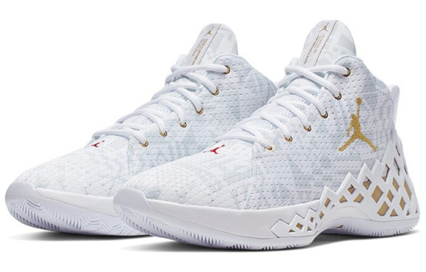 Jordan Jumpman Diamond MID Дышащий и Легкий MID Баскетбольные кроссовки Мужские Белый Золото