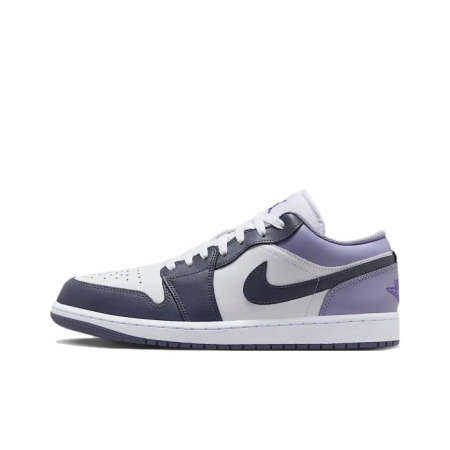 Jordan Air Jordan 1 Нижняя юбка Резистентные Детские Баскетбольные кроссовки Фиолетово-белый