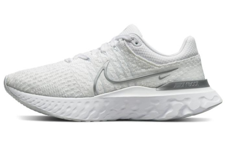 Nike React Infinity Run Flyknit 3 Устойчивость к истиранию Амортизация Поддержка Низкий верх Повседневные Беговые кроссовки Женские Белый Серый