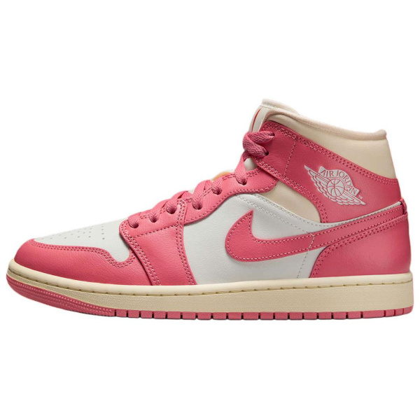 Jordan Air Jordan 1 Нижняя юбка Устойчивая к истиранию MID Топ Винтажные баскетбольные кроссовки Женские Розово-белый