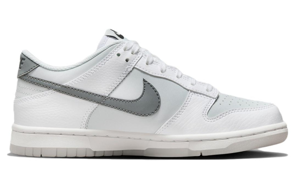 NIKE Dunk Детские Скейтбординги Низкие Кроссовки Бело-серый Унисекс