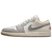 Jordan Air Jordan 1 Anti Slip Wear Resistant Low Top Vintage Basketball Shoes Men's Beige Gray