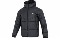 Nike Men's Logo Print Zip Up Pocket Hooded Down Jacket Black