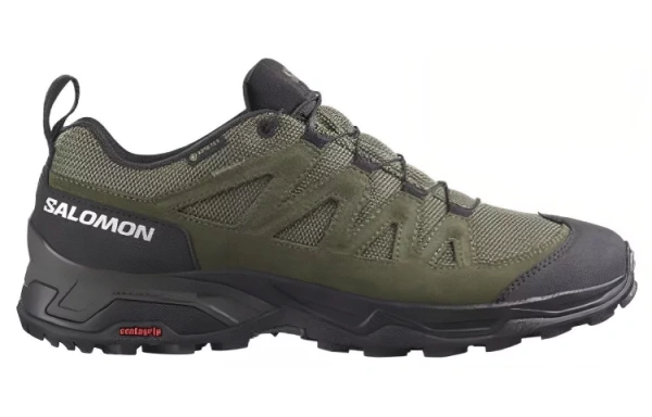 SALOMON X Ward LEATHER GORE-TEX Low-Top Outdoor Shoes Men's Green