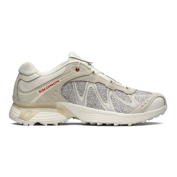SALOMON Cushioning Anti Slip Wear Resistant Breathability Low Top Running Shoes Unisex Vanilla Earth Gray Fire Red