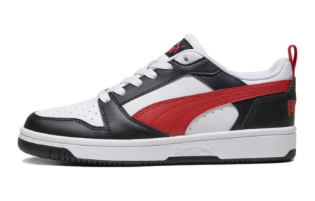PUMA Rebound V6 V6 Lo Slip-Resistant Low-Top Kids' Skateboarding Shoes Black White Red Teenagers