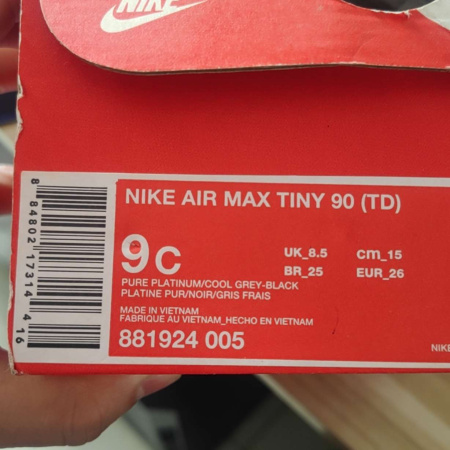 Nike Air Max TINY 90 Детская обувь, низкий верх, серый цвет, для малышей