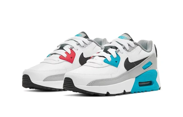 Nike Air Max 90 Kids Lifestyle Shoes White Blue Red Children Aged 3 7 Years Old
