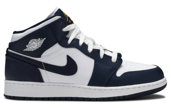 Jordan 1 Mid White Metallic Gold Obsidian GS
