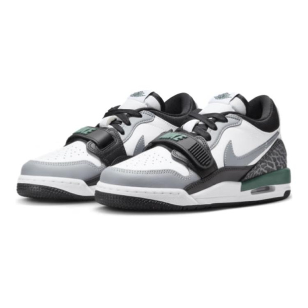 Jordan Legacy 312 Anti Slip Wear Resistant Low Top Children's Basketball Shoes White Gray Green Teenagers