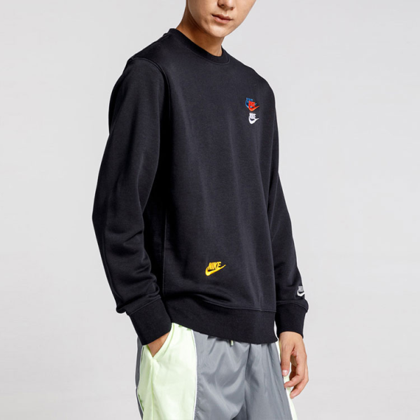 Nike Embroidered Round Neck Pullover Sweaters Autumn Black