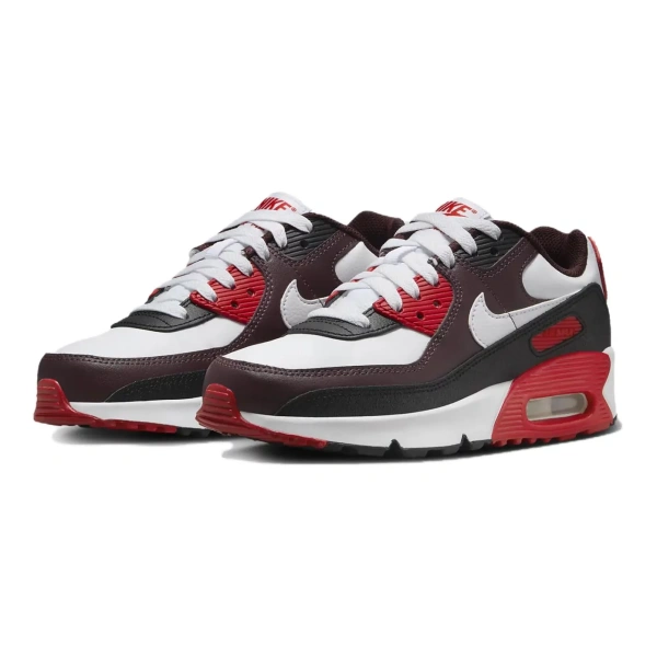 Nike Air Max 90 Anti Slip Wear Resistant Low Top Kids' Running Shoes White Black Red Kids'