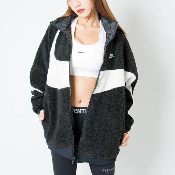 Nike Big Swoosh Reversible Boa Jacket Asia Sizing Black White