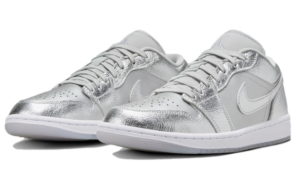 Jordan Air Jordan 1 Винтажные баскетбольные кроссовки Low Топ Серебристо-белый Женские