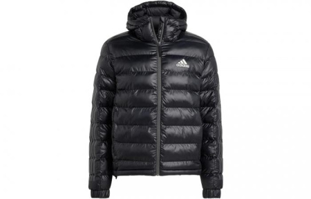 adidas Men's Logo Zip Up Long Sleeve Puffer Jacket Black