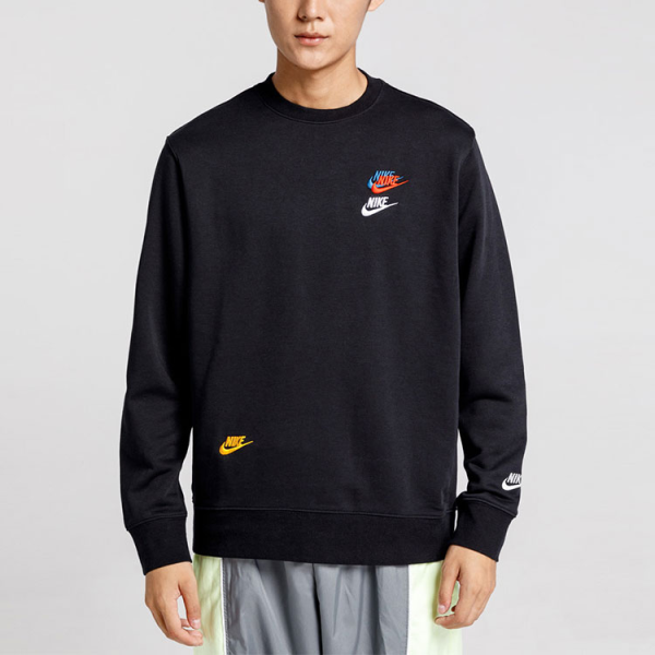 Nike Embroidered Round Neck Pullover Sweaters Autumn Black