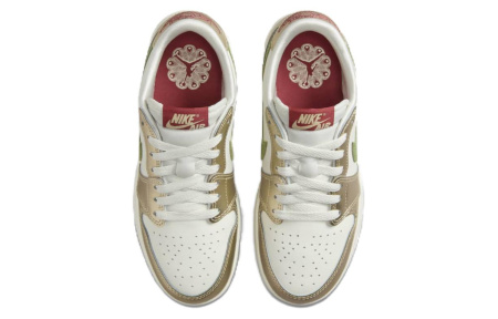 Jordan Air Jordan 1 Детские баскетбольные кроссовки Low Топ Белый Зеленый Унисекс