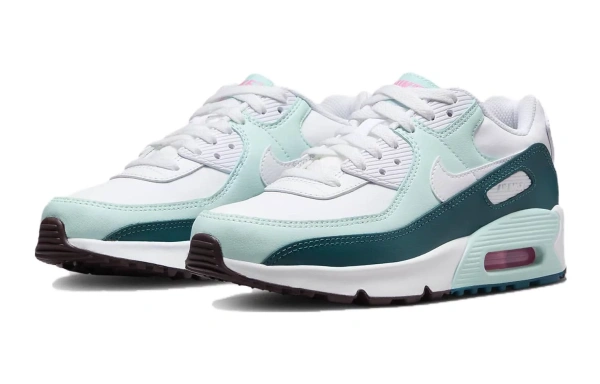 Nike Air Max 90 LTR Slip Resistant Cushioning Wear Resistant Kids Lifestyle Shoes Blue Green White Teenagers