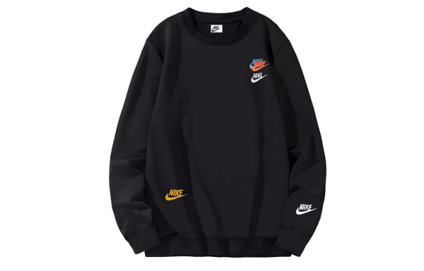 Nike Embroidered Round Neck Pullover Sweaters Autumn Black