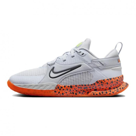 Nike Crosscourt Series Anti Slip And Wear Resistant Breathable Low Top Basketball Shoes Gray Orange Teenagers