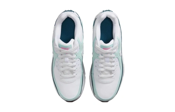 Nike Air Max 90 LTR Slip Resistant Cushioning Wear Resistant Kids Lifestyle Shoes Blue Green White Teenagers