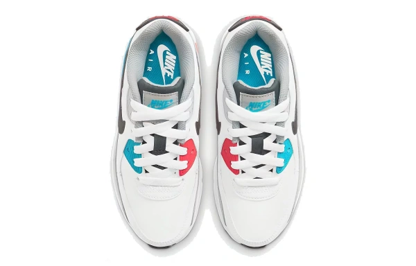 Nike Air Max 90 Kids Lifestyle Shoes White Blue Red Children Aged 3 7 Years Old