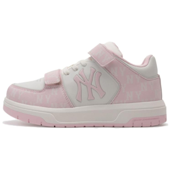 MLB New York Yankees Anti Slip Wear Resistant Low Top Kids' Skateboarding Shoes Pink White Kids'