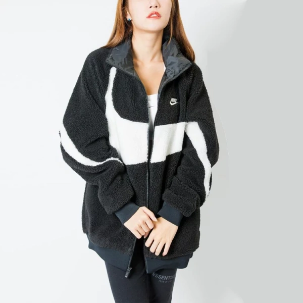 Nike Big Swoosh Reversible Boa Jacket Asia Sizing Black White