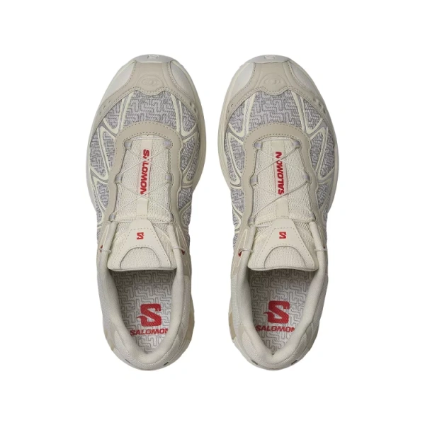 SALOMON Cushioning Anti Slip Wear Resistant Breathability Low Top Running Shoes Unisex Vanilla Earth Gray Fire Red