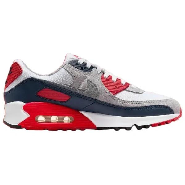 Nike Air Max 90 Anti Slip Wear Resistant Low Top Running Shoes Men's White Gray