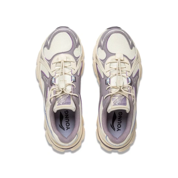 LINING YOUNG Slip-Resistant Cushioning Wear-Resistant Rebound Low-Top Kids Lifestyle Shoes White Purple Kids'