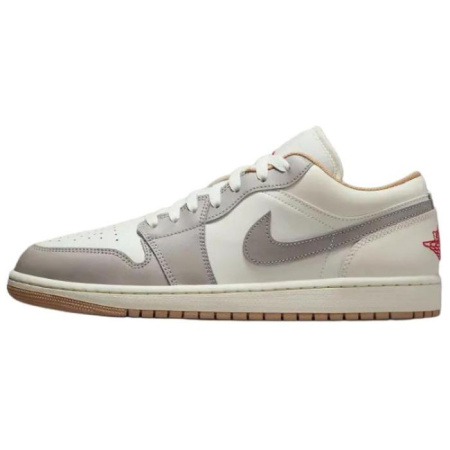 Jordan Air Jordan 1 Anti Slip Wear Resistant Low Top Vintage Basketball Shoes Men's Beige Gray