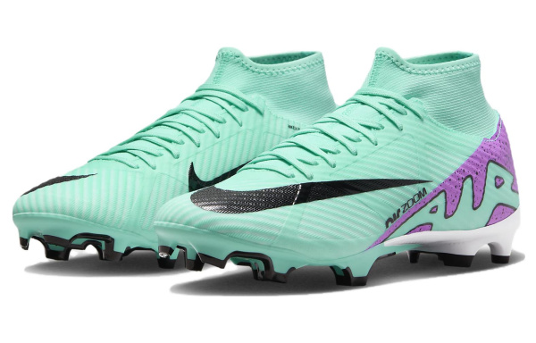 NIKE Mercurial Superfly 9 Футбольные бутсы MID Топ Зеленый-фиолетовый Унисекс