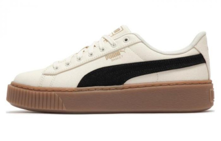 PUMA Basket Platform Canvas 'Beige Black' Women's