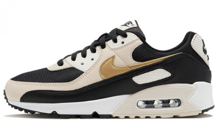Nike Air Max 90 Black Metallic Gold Summit White Women's