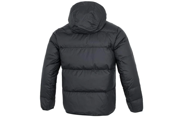 Nike Men's Logo Print Zip Up Pocket Hooded Down Jacket Black