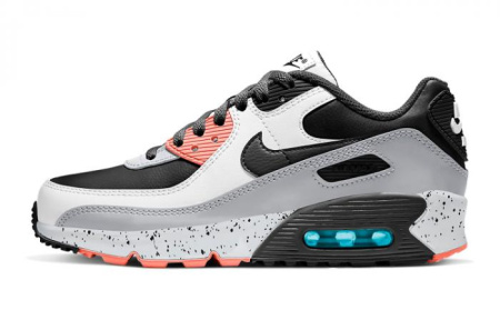 Nike Air Max 90 Leather White Turf Orange Speckled GS