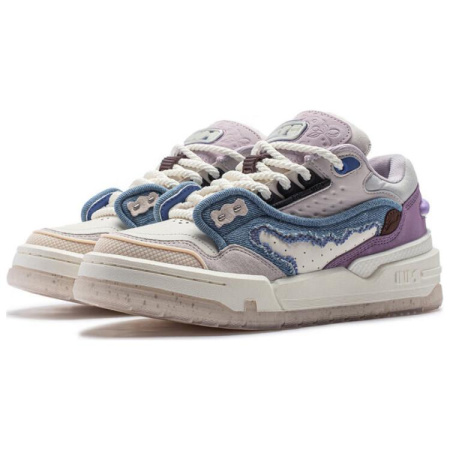 LINING 001 BTC Mega Противоскользящие Амортизирующие Устойчивые к износу Поддерживающие Кроссовки для скейтбординга Женские Белые Синие Фиолетовые