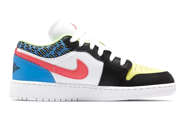 Jordan Kids Air Jordan 1 Low 'White Mesh/Multicolor' Sneakers