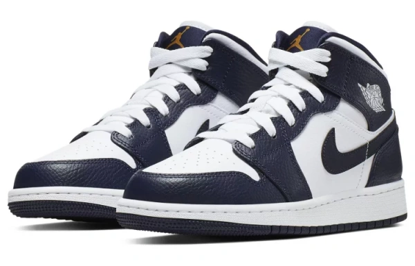 Jordan 1 Mid White Metallic Gold Obsidian GS