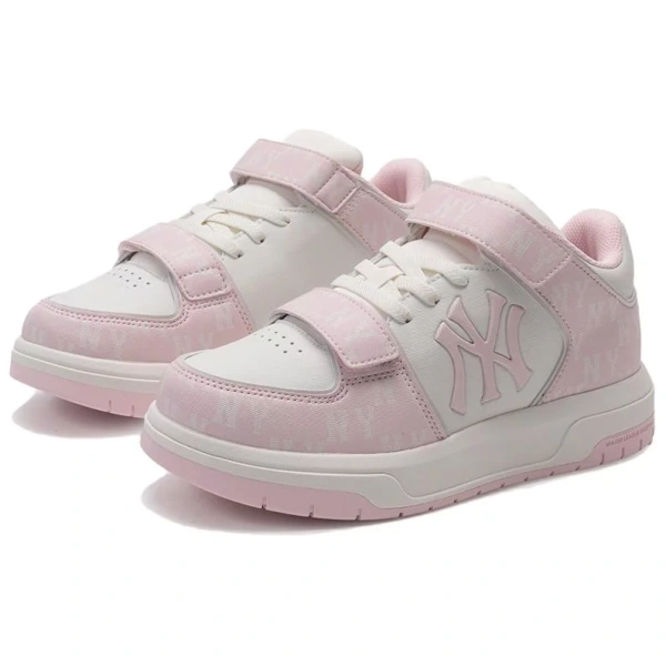 MLB New York Yankees Anti Slip Wear Resistant Low Top Kids' Skateboarding Shoes Pink White Kids'
