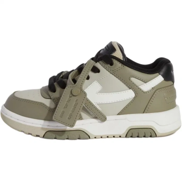 OFF WHITE Out Of Office Low Top Kids' Skateboarding Shoes Olive Green Kids'