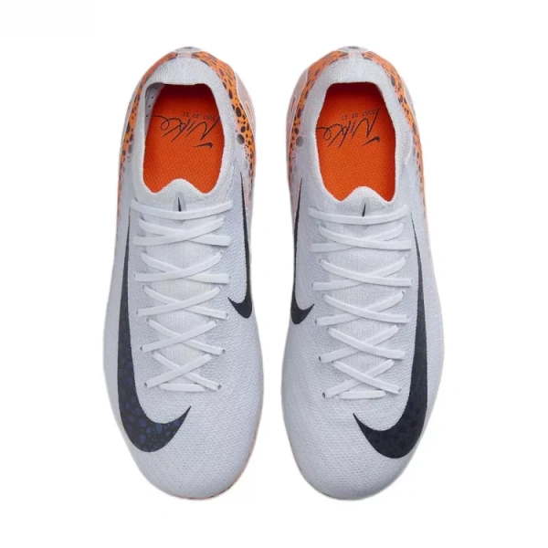 Nike Mercurial Vapor 16 Pro Anti Slip Wear Resistant Low Top Soccer Shoes White Orange Black Kids'
