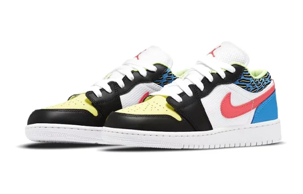 Jordan Kids Air Jordan 1 Low 'White Mesh/Multicolor' Sneakers