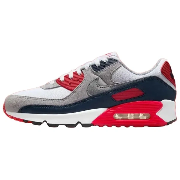 Nike Air Max 90 Anti Slip Wear Resistant Low Top Running Shoes Men's White Gray